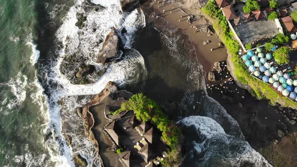 Drone Footage of the Tanah Lot Temple in Bali, Indonesia