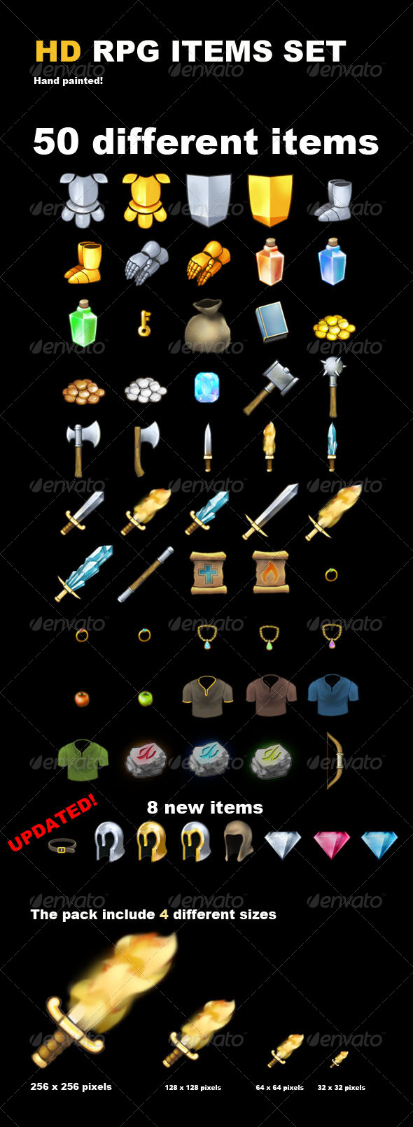 50 HD RPG Items - Sprites Game Assets