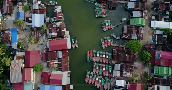 Aerial View Of Fishing Market 4K