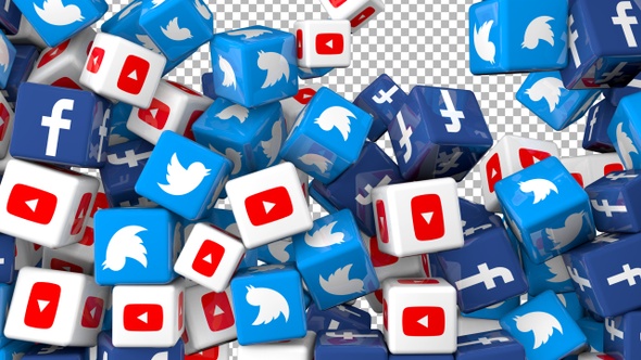 Social Media Icons Transition - Facebook, Twitter  and Youtube