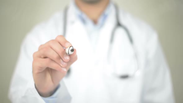 Asthma, Doctor Writing on Transparent Screen alt