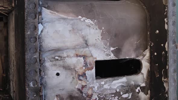 Vertical Video of a Destroyed Building in Borodyanka Ukraine alt