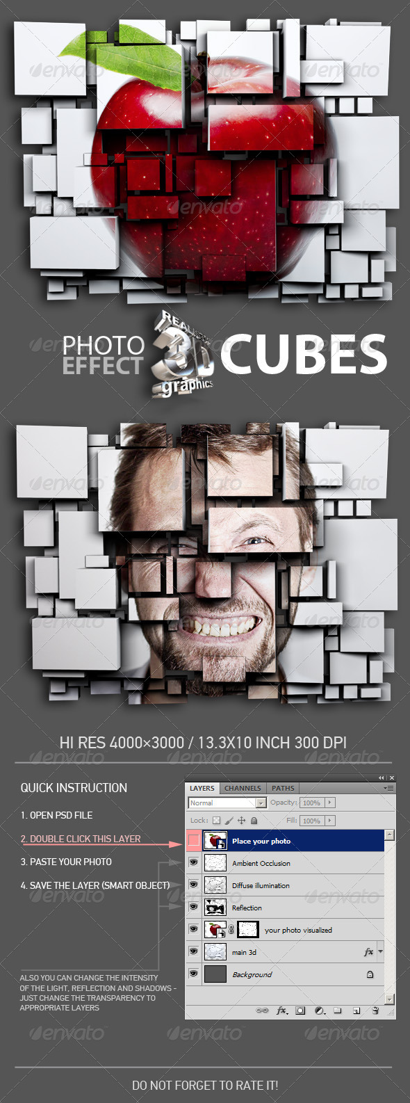3D Cubes Photo Effect - Miscellaneous Photo Templates