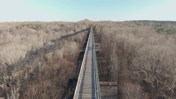 Flying just overhead along the wooden High Bridge Trail, a reconstructed Civil War railroad bridge i alt