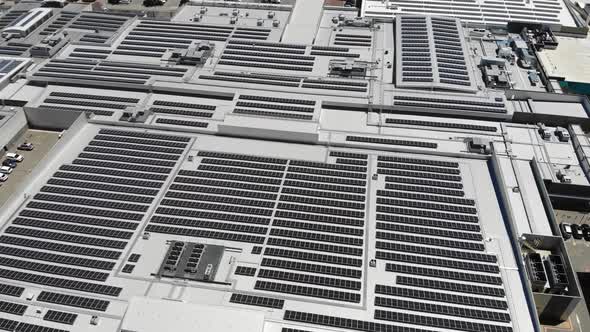 Aerial View of a Building with Solar Panels