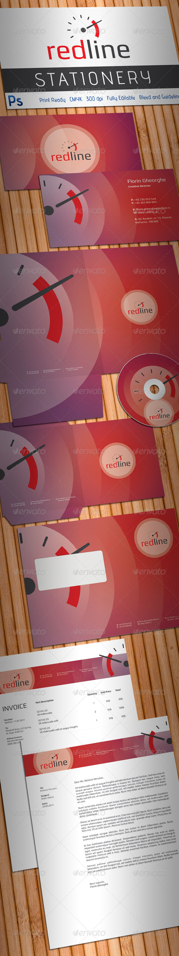 Redline High Performance Auto Parts Stationery - Stationery Print Templates