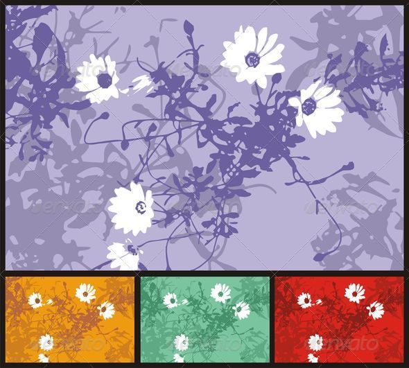 Grunge flowers background - Backgrounds Decorative