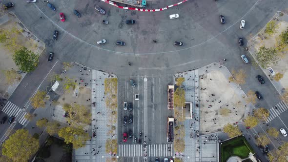 Drone Footage of Car Traffic on Place Charles De Gaulle