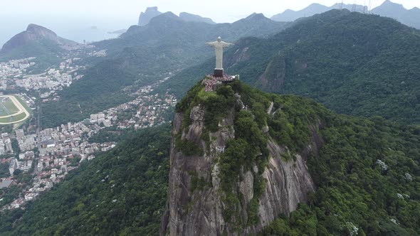 Sunset sky at Rio de Janeiro Brazil. Landmark of coast city. Tropical travel alt