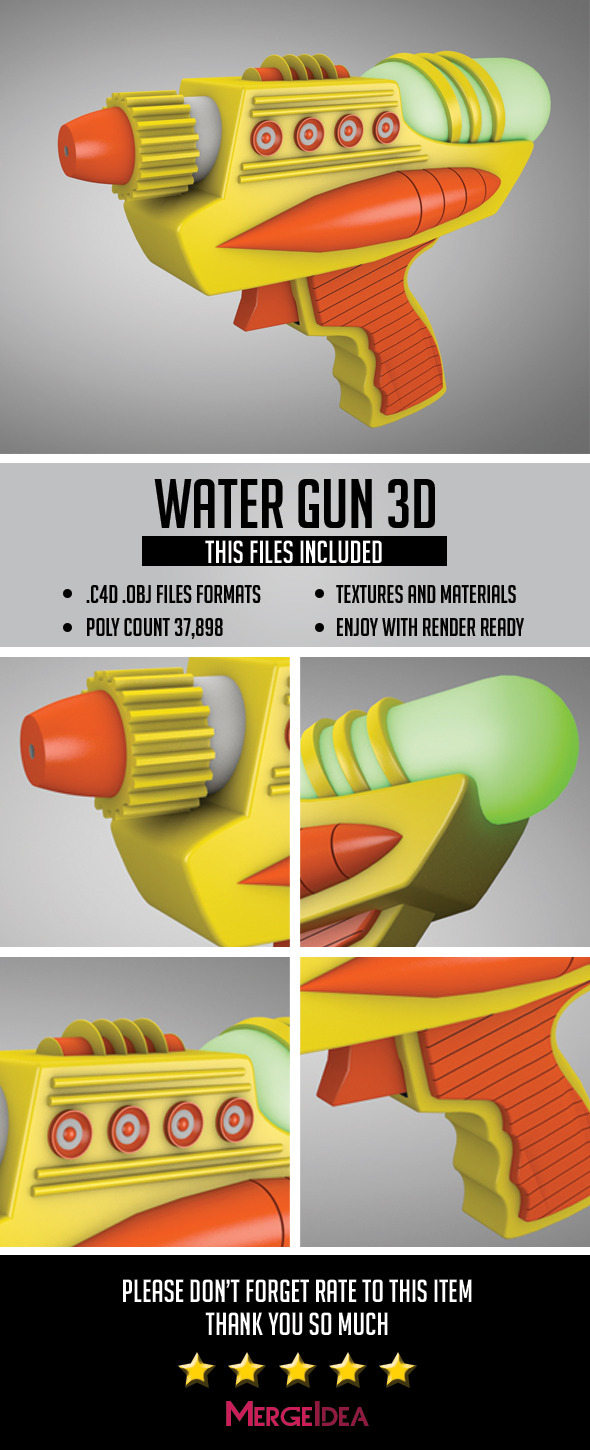 Water Gun 3D - 3Docean 7470950