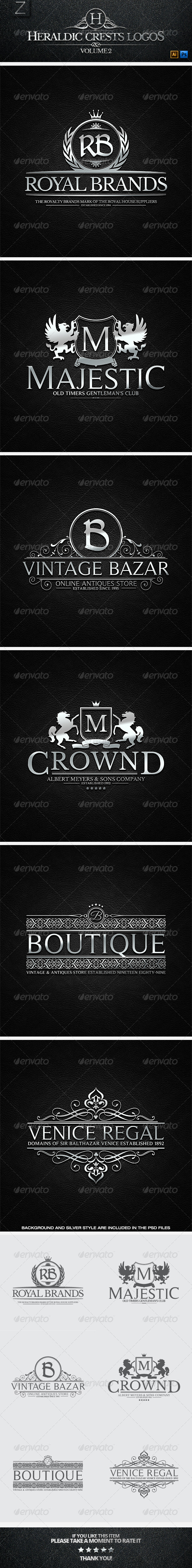 Heraldic Crest Logos Vol.2 - Badges & Stickers Web Elements