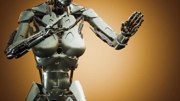 Futuristic Humanoid Female Robot in Concept of Future