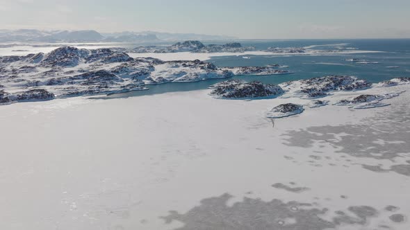 Drone Over Ice Towards Coastline By Sisimiut alt