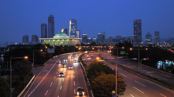 Traffic Seoul City at night 