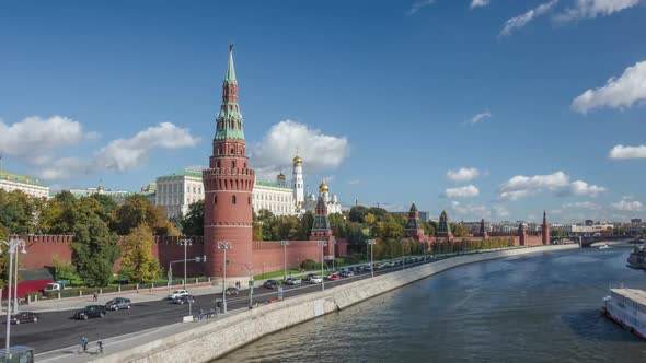 Moscow Kremlin, View From Side Of Moscow River, Ivan Great Bell Tower