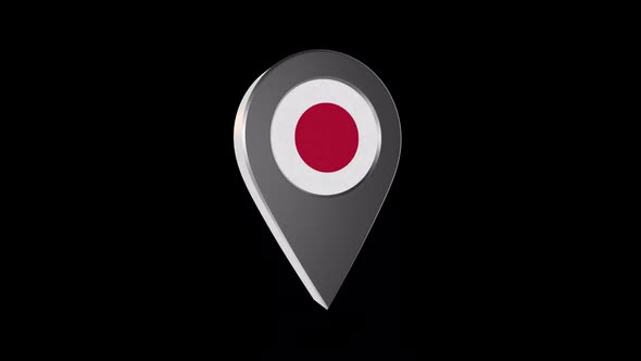 3d Animation Map Navigation Pointer With Japan Flag With Alpha Channel  - 2K alt