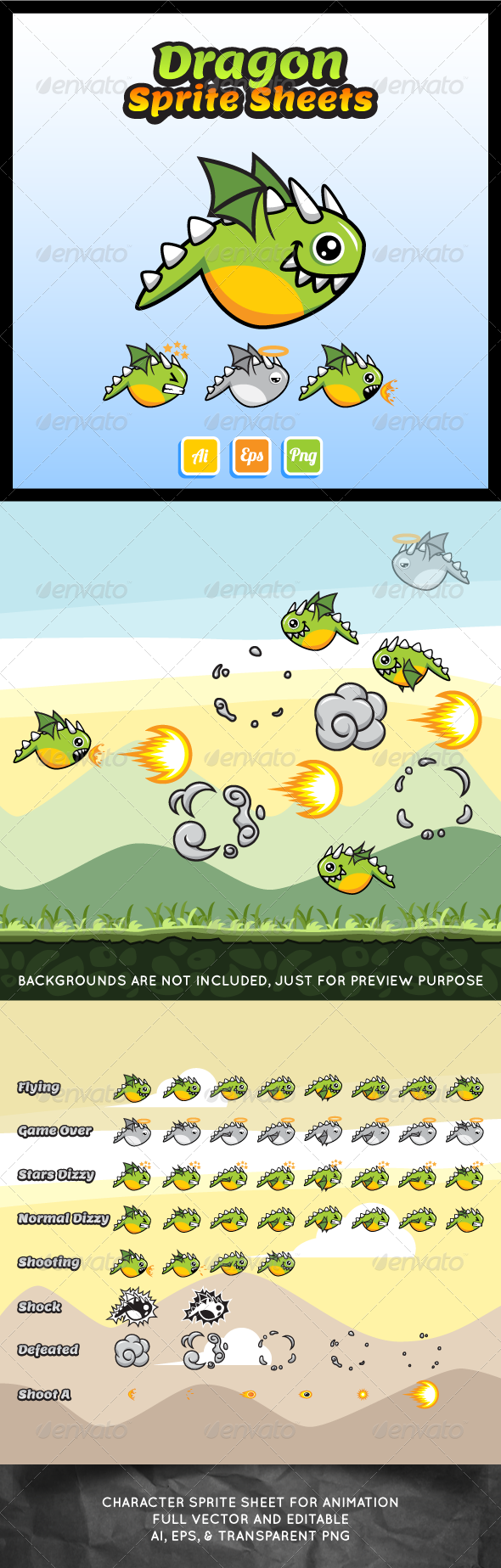 Dragon Sprite Sheets - Sprites Game Assets