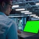 IT Specialist Working on Green Screen Computer in Data Center - VideoHive Item for Sale
