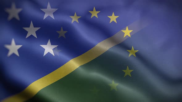 EU Solomon Islands Flag Loop Background 4K