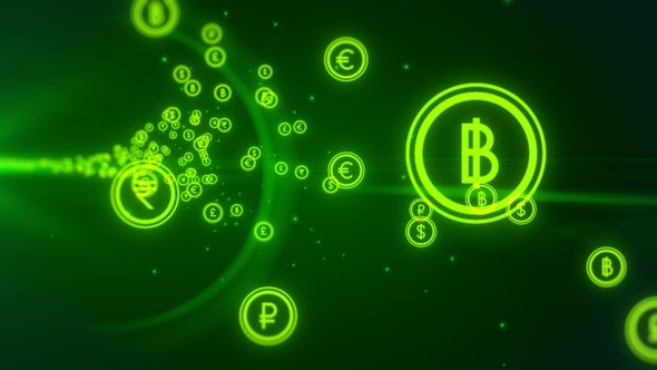 Digital Global Currency Icons Flying V2 alt