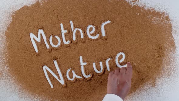 Hand Writes On Soil  Mother Nature