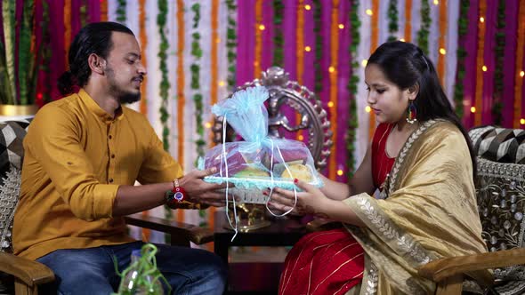 Indian Family Celebrating Raksha Bandhan Festival