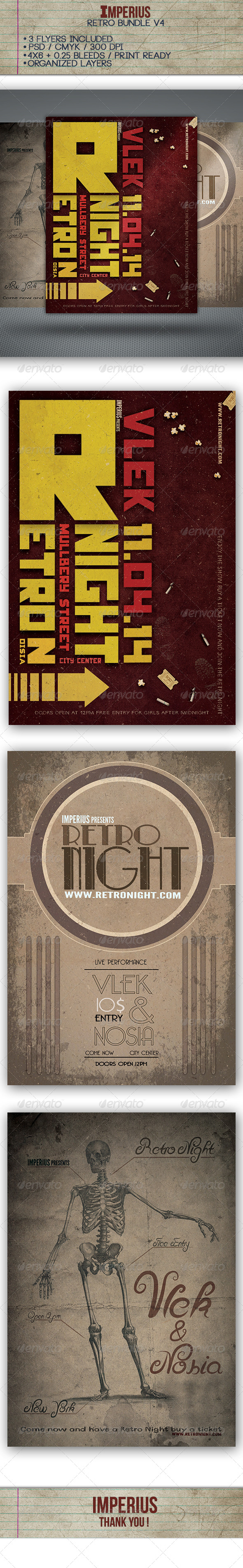 Retro Bundle V4 - Flyers Print Templates