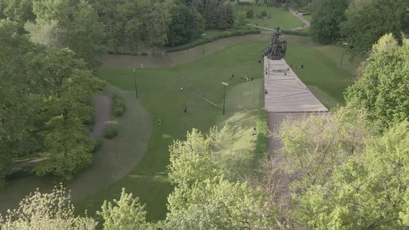 Kyiv, Ukraine: Babi Yar. Memorial Mass Murder of Jews. Aerial View, Flat alt