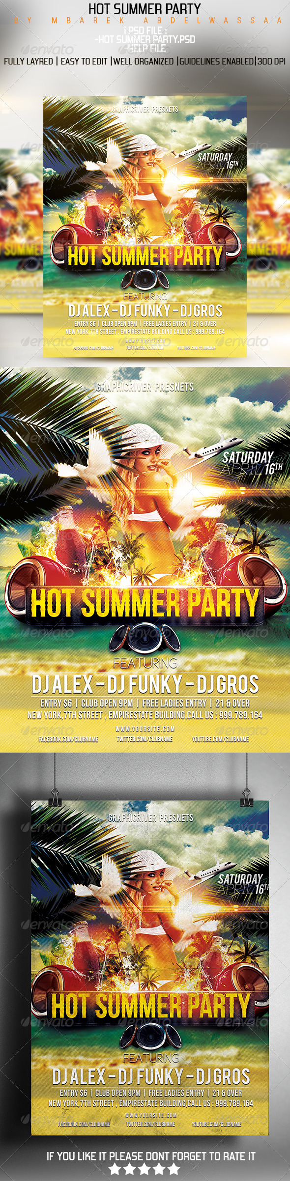 Hot Summer Party flyer - Flyers Print Templates
