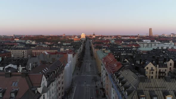 Aerial View of City Street in Stockholm, Sweden