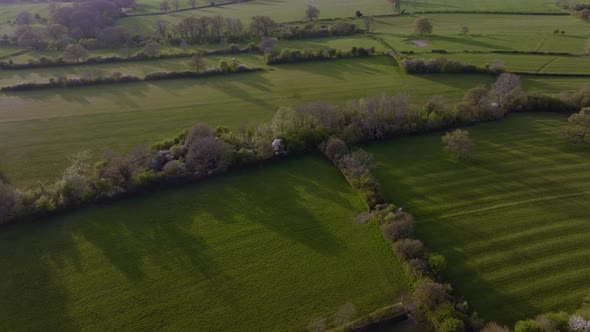 Small Grass Fields Meadow Hedgerows Spring Aerial Landscape Oxfordshire England