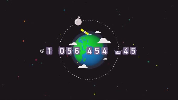 Quantitative information in front of spinning earth globe alt
