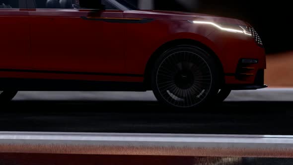 Red Luxury SUV Close Up
