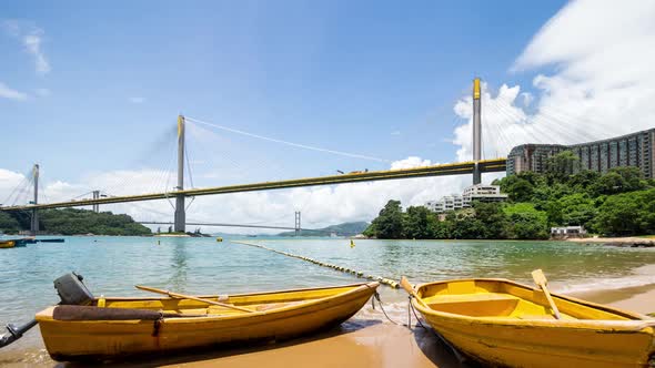 Time lapse bridge in Hong Kong  alt