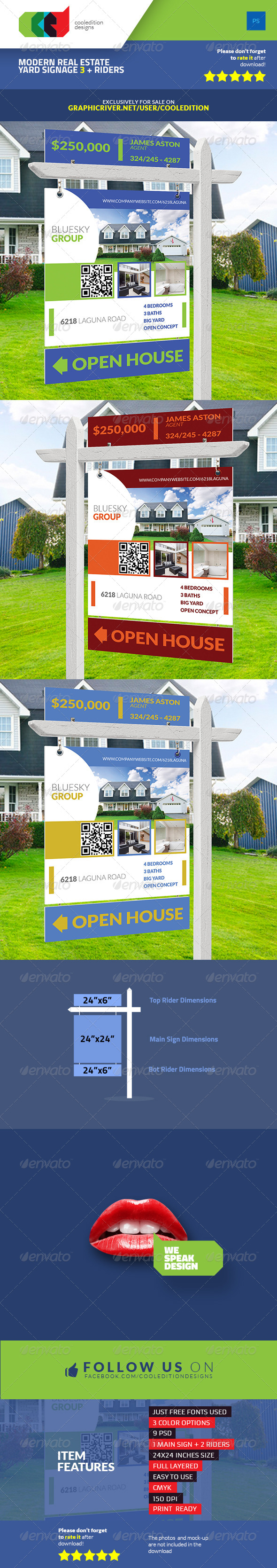 Download Modern Real Estate Yard Signage 3 + Riders by cooledition ...
