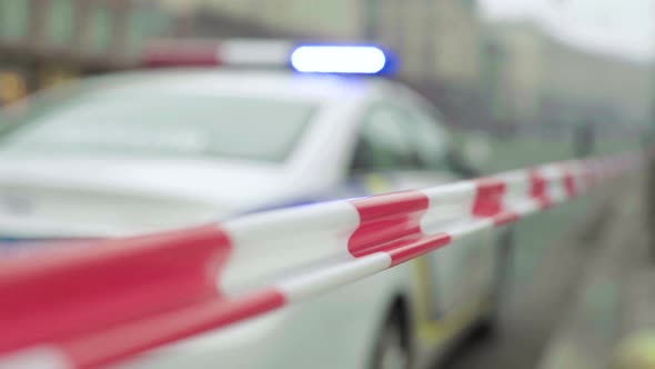 Barrier Warning Police Tape at the Crime Scene. Kyiv. Ukraine alt