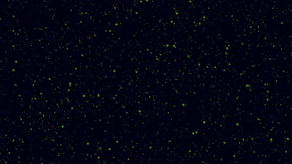 Abstract Green Particles Moving Dispersedly in Space