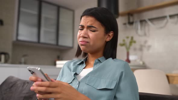 Stressed Woman Feeling Confused of Bad News Notification Reaction on Stress