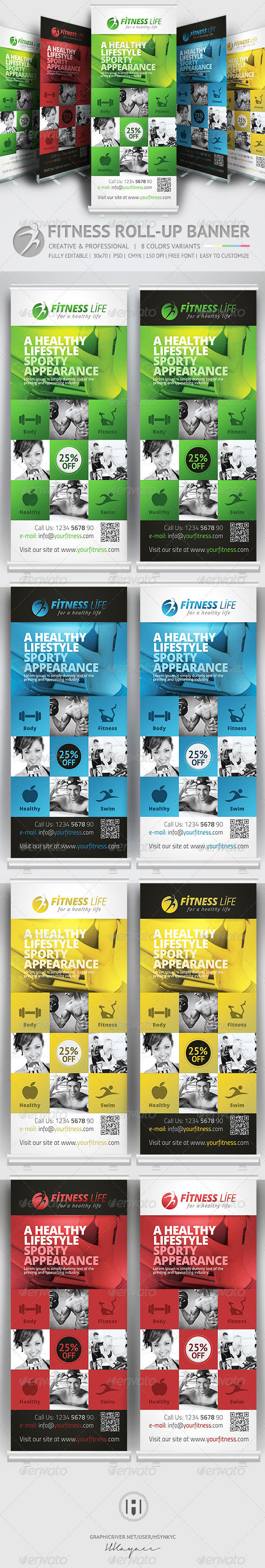 Fitness Roll Up Banner - Signage Print Templates