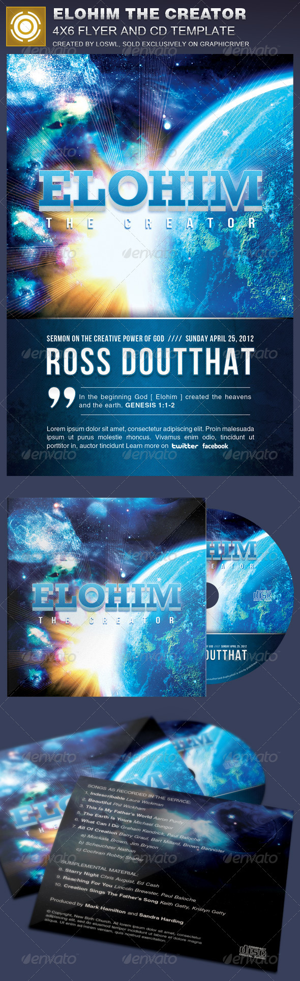 Elohim the Creator Church Flyer and CD Template - Church Flyers