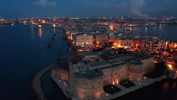 Aerial view of Taranto city castle
