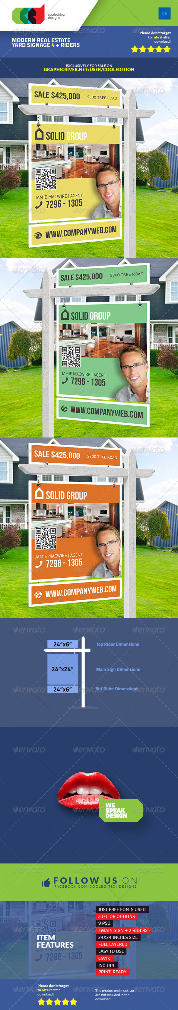 Download Modern Real Estate Yard Signage 4 + Riders by cooledition ...