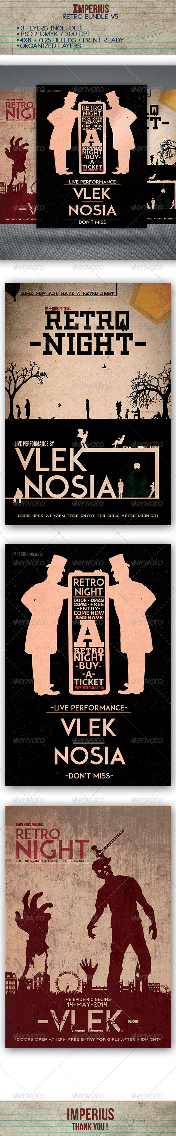 Retro Bundle V5 - Flyers Print Templates