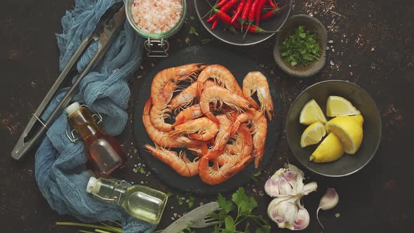Fresh and Raw Big Shrimps Ready to Be Prepared alt