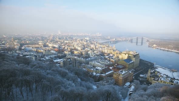 Picturesque City From Forestry Hill Over Old Town in Winter
