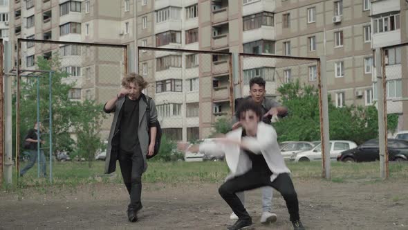 Wide Shot Portrait of Joyful Group of Multiethnic Friends Having Fun in 1980s or 1990S. Happy Young alt