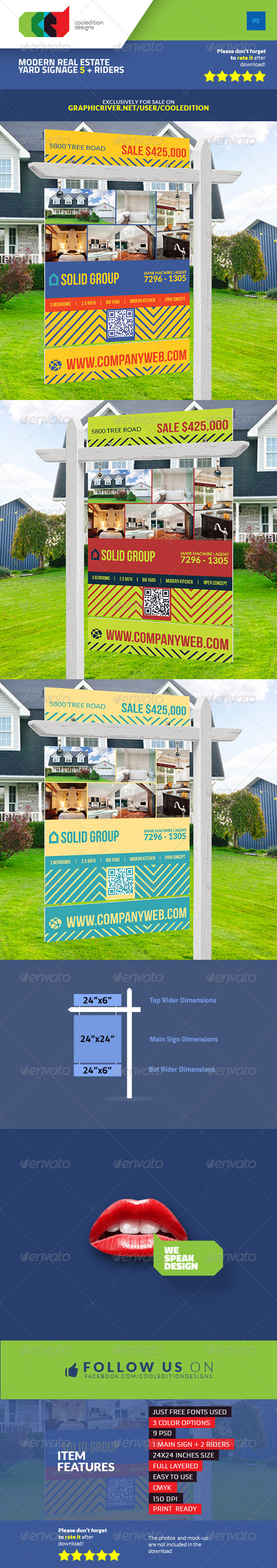 Download Modern Real Estate Yard Signage 5 Riders By Cooledition Graphicriver