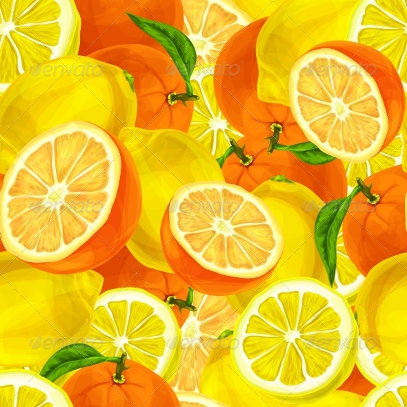 Citrus Fruits Seamless Background