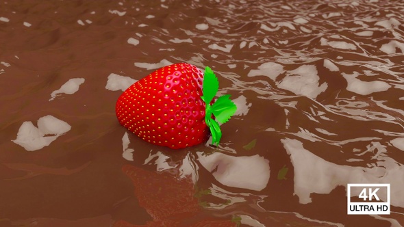 Strawberry Floating In Chocolate 4K alt
