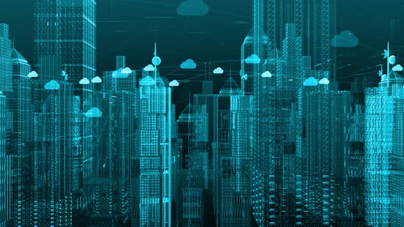 Smart City Wireframe Cloud Computing 01084